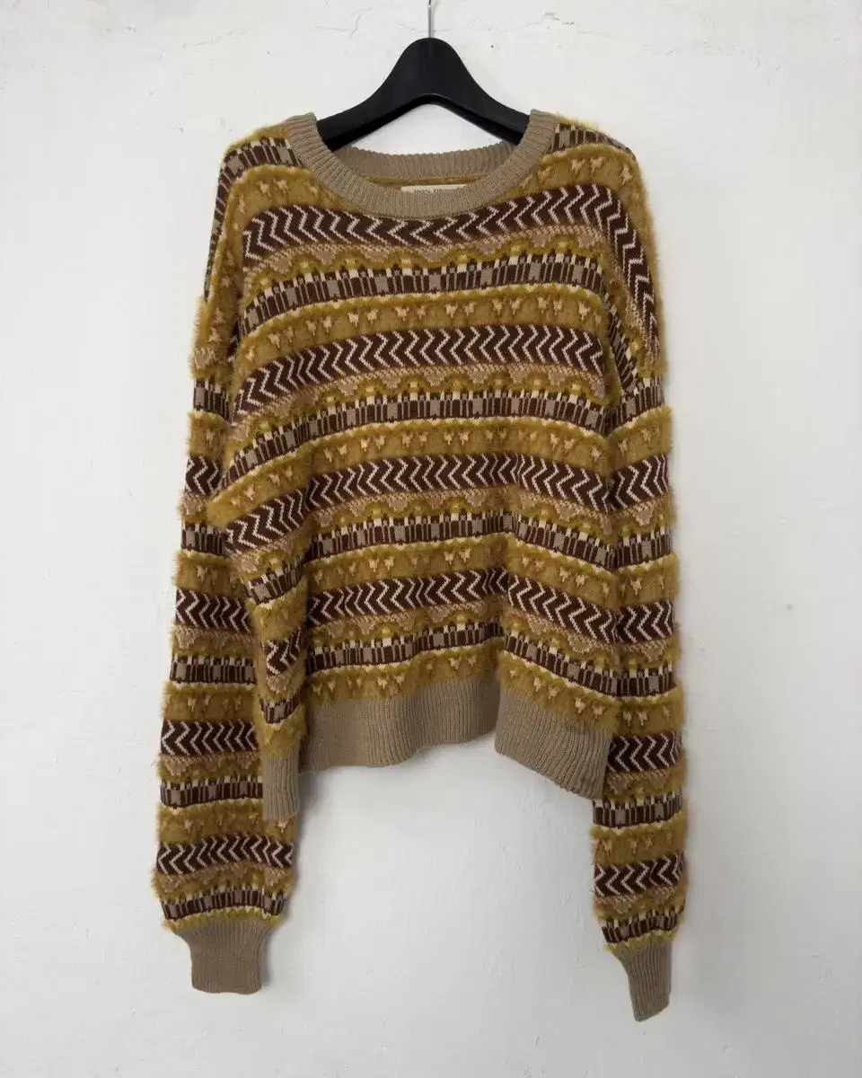 vintahe pannel stripe ethnic knit